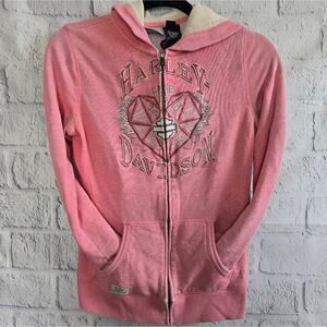 Harley-Davidson Women's Love & Let Ride Full-Zip Hoodie Coral 96083-18VW Small